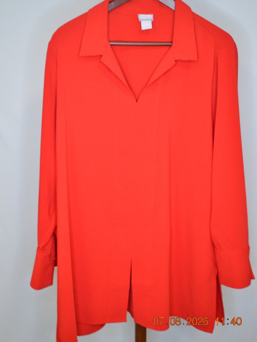Women's Size 3 (US XL) Red Collared Long Sleeve Statement Blouse